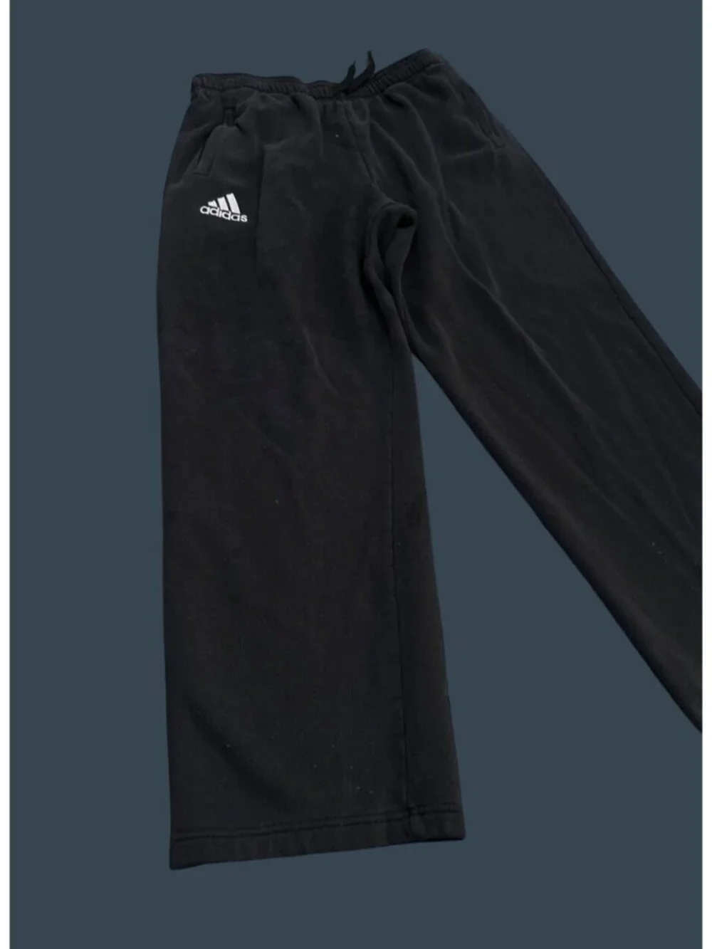 Adidas Mens Black Fleece Sweatpants Size L With Elastic Waistband & Drawstring